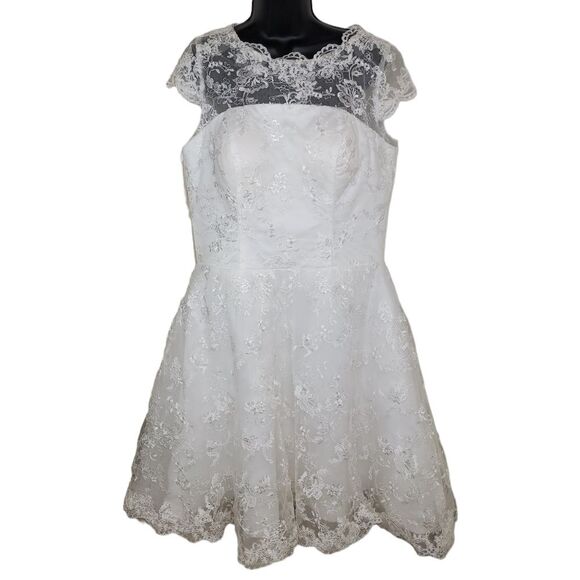 Abaowedding Nwt Floral Lace Knee Length Formal Wedding Dress Gown 16 - Picture 1 of 9
